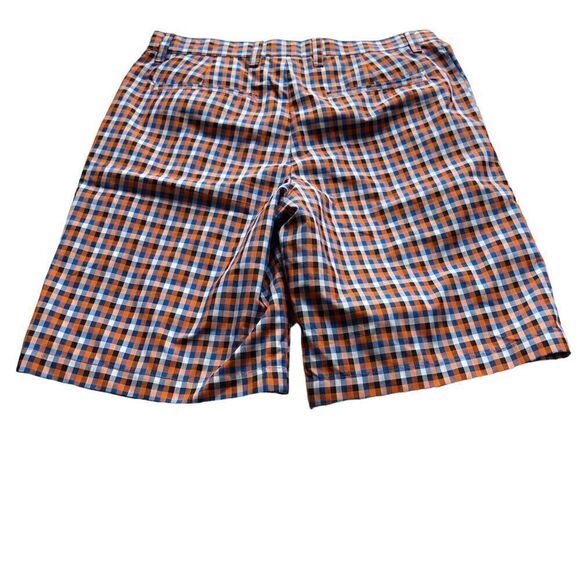 IZOD Golf Shorts NWOT orange/blue/white checkered 4 pockets Size 32 - Picture 5 of 7